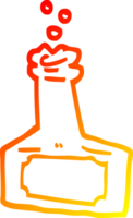 warm gradient line drawing of a cartoon bubbling bottle png