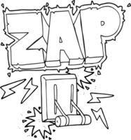 hand drawn black and white cartoon electrical switch zapping png