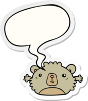 engraçado desenho animado Urso com discurso bolha adesivo png