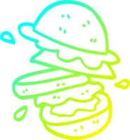 cold gradient line drawing of a cartoon burger png