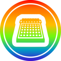 mensuel calendrier circulaire icône avec arc en ciel pente terminer png