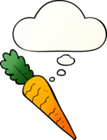 cartoon carrot with thought bubble in smooth gradient style png