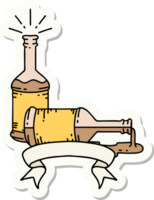 sticker of a tattoo style beer bottles png