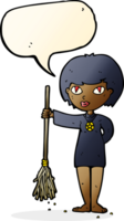 dessin animé jolie fille sorcière avec bulle de dialogue png