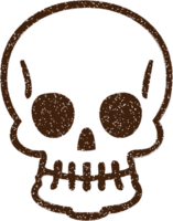 dibujo al carbón de calavera espeluznante png