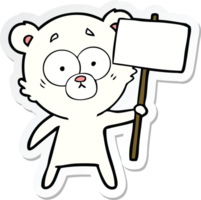 pegatina de una caricatura de oso polar nervioso con signo de protesta png