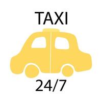 Taxi 24 7 flat banner illustration. Simple and cool ads for taxi companies vector