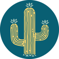 iconic tattoo style image of a cactus png