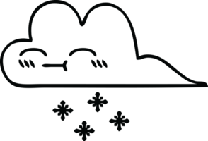 line drawing cartoon of a snow cloud png