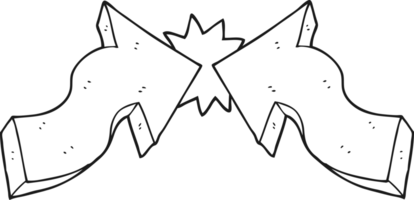 hand drawn black and white cartoon pointing arrows png