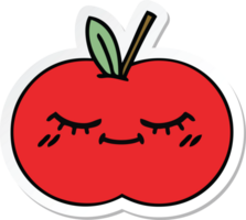 pegatina de una linda manzana roja de dibujos animados png