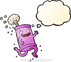 cartoon crazy soda can with thought bubble png