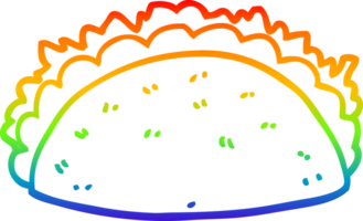 rainbow gradient line drawing of a cartoon taco png