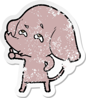 verontruste sticker van een cartoonolifant die zich herinnert png