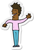 sticker of a cartoon happy man waving png