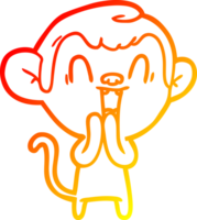 warm gradient line drawing of a cartoon laughing monkey png