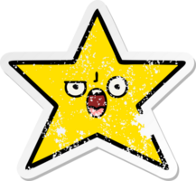 adesivo angustiado de uma estrela de ouro de desenho animado bonito png