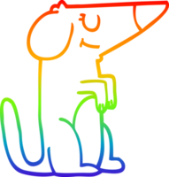 rainbow gradient line drawing of a cartoon dog png