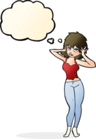 cartoon pretty woman with thought bubble png