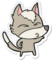 sticker of a cartoon wolf pouting png