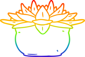 rainbow gradient line drawing of a cartoon succulent plant png