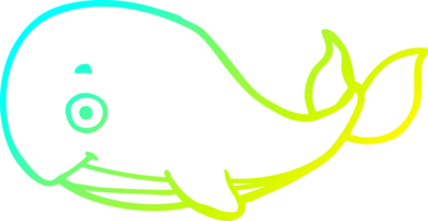 cold gradient line drawing of a cartoon whale png