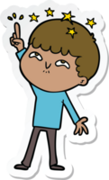 sticker of a cartoon amazed boy png