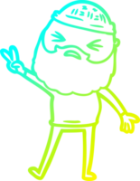 cold gradient line drawing of a cartoon man with beard png