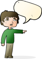 cartoon boy pointing with speech bubble png