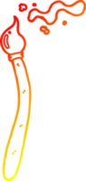 warm gradient line drawing of a cartoon paint brush png