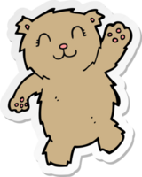 sticker of a cartoon waving teddy bear png