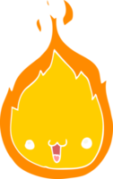 cute flat color style cartoon flame png