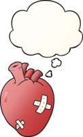 cartoon heart with thought bubble in smooth gradient style png