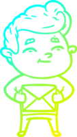 frio gradiente linha desenhando do uma feliz desenho animado homem com presente png