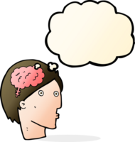 cartoon man with brain symbol with thought bubble png