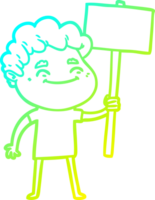 cold gradient line drawing of a cartoon friendly man png