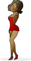 cartoon attractive woman in short dress png