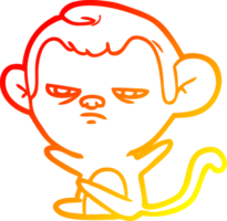 warm gradient line drawing of a cartoon monkey png