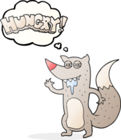 hand drawn thought bubble cartoon hungry wolf png