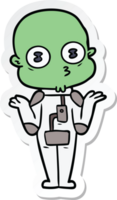 sticker of a confused weird bald spaceman png