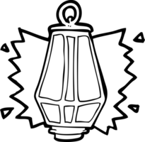 hand drawn black and white cartoon lantern shining png