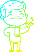 frio gradiente linha desenhando do uma feliz desenho animado homem png