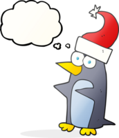 mano dibujado pensamiento burbuja dibujos animados Navidad pingüino png