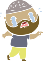 flat color style cartoon bearded man crying png