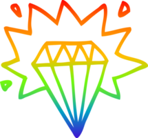 rainbow gradient line drawing of a cartoon tattoo diamond png