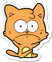 sticker of a cartoon nervous cat png