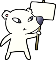 lindo oso polar de dibujos animados con signo de protesta png