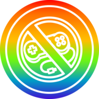 no gaming circular icon with rainbow gradient finish png