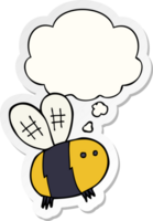 cartoon bee with thought bubble as a printed sticker png