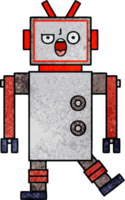 rétro grunge texture dessin animé de une robot png